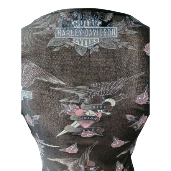 Harley Davidson Womens M Sheer Mesh Short Sleeve AOP Top Vintage Made In USA - Picture 9 of 12